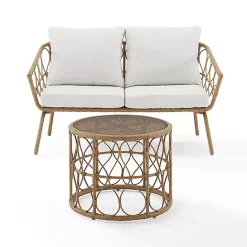 Kirklands Home Woven Loop Rattan 2-pc. Outdoor Loveseat Set