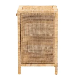Outlet Kirklands Home Woven Rat and Mahogany Wood Nightsd Tan