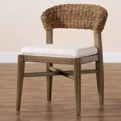 Discount Kirklands Home Woven Rattan Modern Bohemian Dining Chair White
