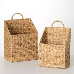 Best Kirklands Home Woven Recgle Baskets with Handles, Set of 2 Tan