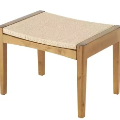 New Kirklands Home Woven Rope and Birch Wood Stool Ottoman Brown