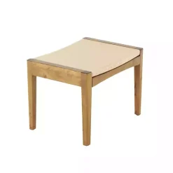 New Kirklands Home Woven Rope and Birch Wood Stool Ottoman Brown