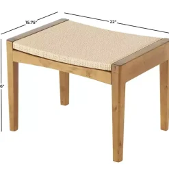 New Kirklands Home Woven Rope and Birch Wood Stool Ottoman Brown