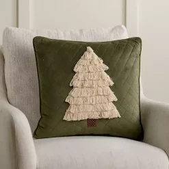 Sale Kirklands Home Yarn Fringe Christmas Tree Pillow