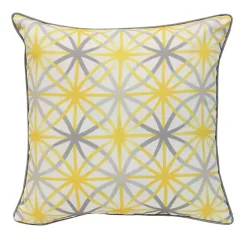 Sale Kirklands Home Yellow & Gray Geometric Flowers Outdoor Pillow