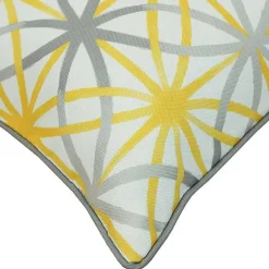 Sale Kirklands Home Yellow & Gray Geometric Flowers Outdoor Pillow