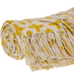 Outlet Kirklands Home and Beige Patterned Fringe Throw Yellow