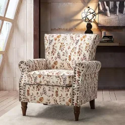 Outlet Kirklands Home Yellow and Orange Leaf Upholstered Accent Chair