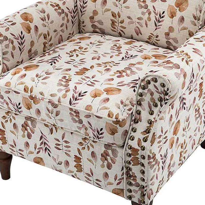 Outlet Kirklands Home Yellow and Orange Leaf Upholstered Accent Chair