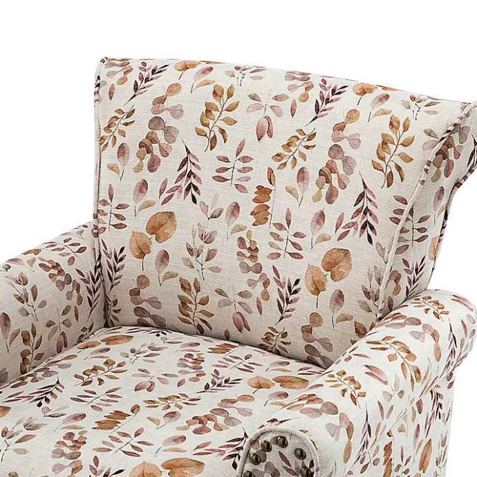 Outlet Kirklands Home Yellow and Orange Leaf Upholstered Accent Chair