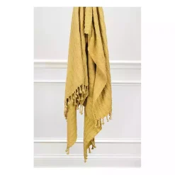 Outlet Kirklands Home Cable Knit Tassel Throw Yellow