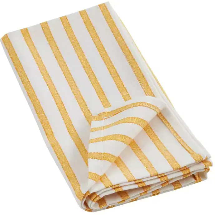 Clearance Kirklands Home Yellow Cheerful Striped Cotton Napkins, Set of 4