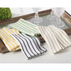Clearance Kirklands Home Yellow Cheerful Striped Cotton Napkins, Set of 4