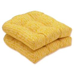 Discount Kirklands Home Herringbone Outdoor Seat Cushions, Set of 2 Yellow