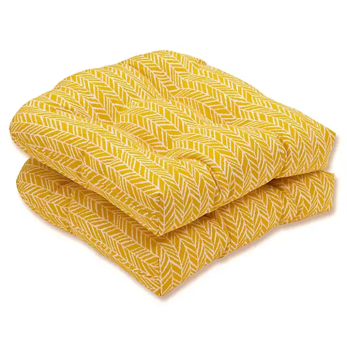 Discount Kirklands Home Herringbone Outdoor Seat Cushions, Set of 2 Yellow