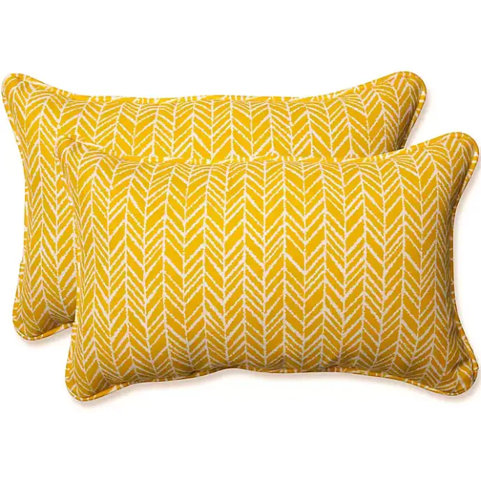 Outlet Kirklands Home Herringbone Outdoor Lumbar Pillow Set Yellow