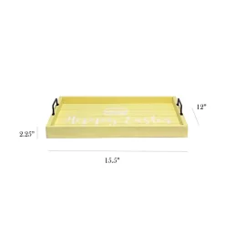 Kirklands Home Hoppy Easter Wood Tray Yellow