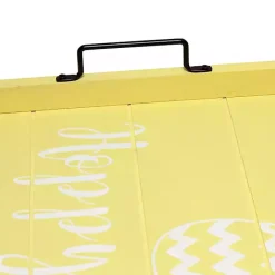 Kirklands Home Hoppy Easter Wood Tray Yellow