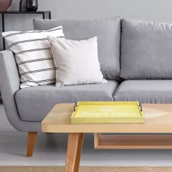 Kirklands Home Hoppy Easter Wood Tray Yellow