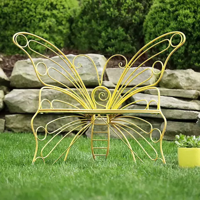 Online Kirklands Home Metal Butterfly Garden Chair Yellow
