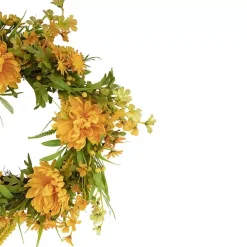 Online Kirklands Home Yellow Peony and Greenery Wreath