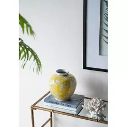 Online Kirklands Home Plum Blossoms Round Porcelain Vase, 9.1 in. Yellow