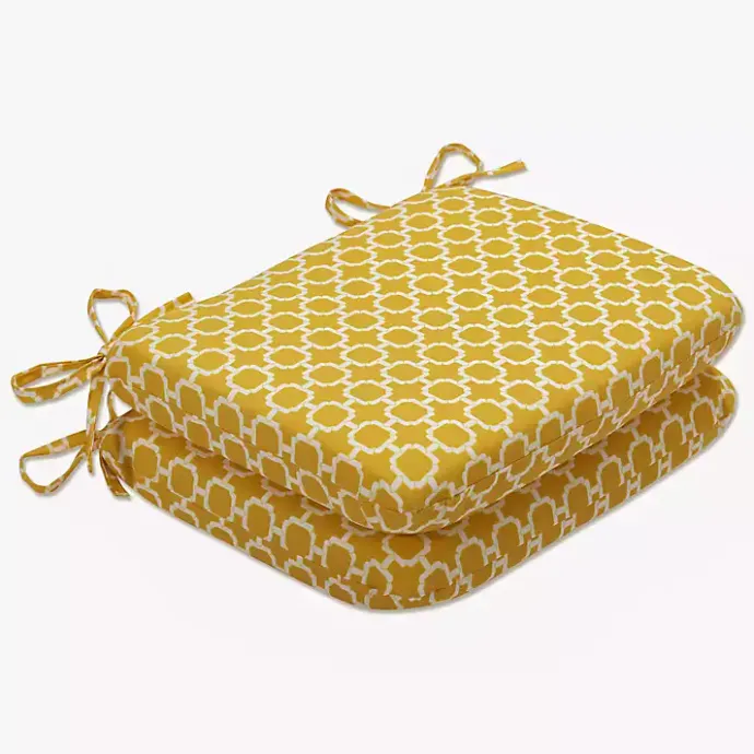 New Kirklands Home Rounded Outdoor Seat Cushions, Set of 2 Yellow
