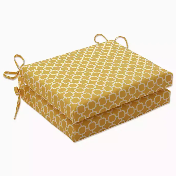 New Kirklands Home Square Outdoor Seat Cushions, Set of 2 Yellow