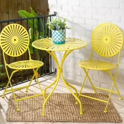 Best Kirklands Home Sunburst Metal 3-pc. Outdoor Bistro Set Yellow