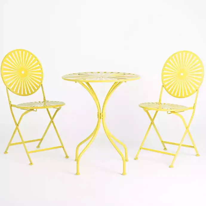 Best Kirklands Home Sunburst Metal 3-pc. Outdoor Bistro Set Yellow