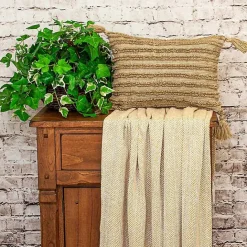 Clearance Kirklands Home Woven Stripes Lumbar Pillow Yellow