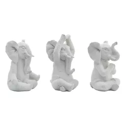 Sale Kirklands Home Yoga Elephant Statues, Set of 3 Gray