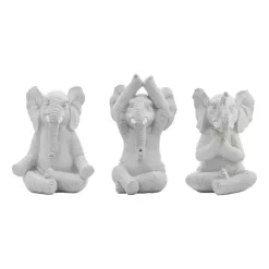 Sale Kirklands Home Yoga Elephant Statues, Set of 3 Gray