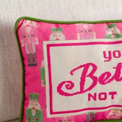 Outlet Kirklands Home You Better Not Pout Needlepoint Pillow
