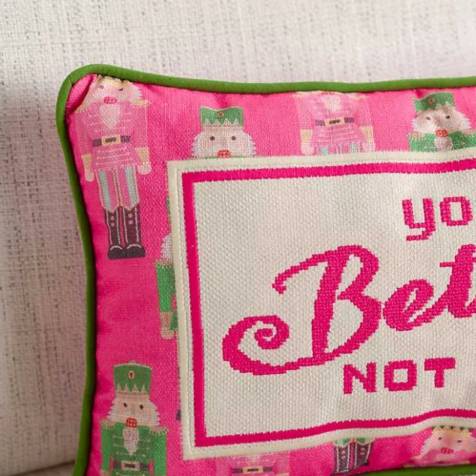 Outlet Kirklands Home You Better Not Pout Needlepoint Pillow