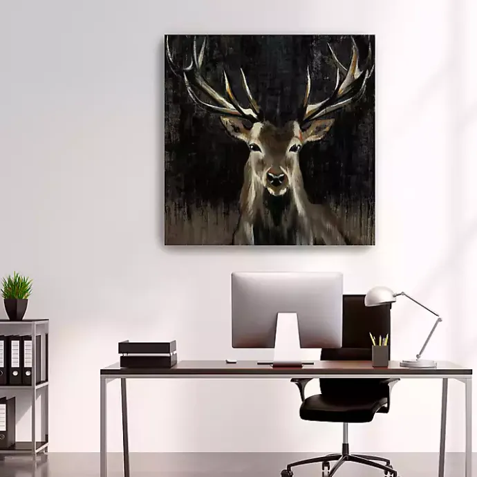 Clearance Kirklands Home Young Buck Giclee Canvas Art Print, 40x40 in. Black