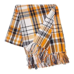 Online Kirklands Home Zelda Orange Plaid Throw